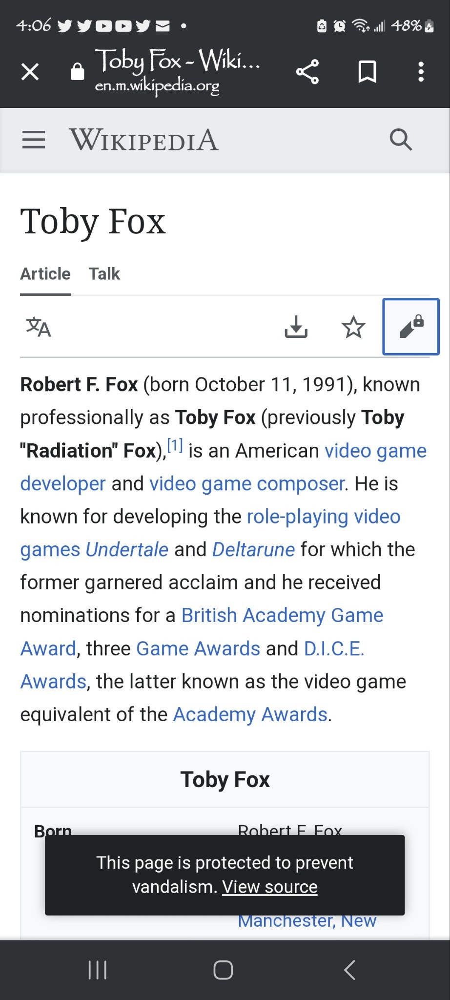 Toby Fox, Toby Fox Wikia