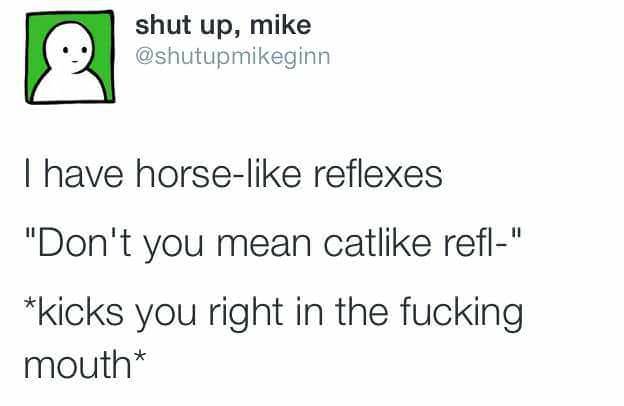 campuscandy: caucasianscriptures: Horse-like reflexes  😂 