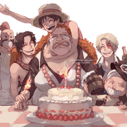 yamineftis:   30/08 - Happy Birthday Dadan!  This is happy and hella sad at the same time OTLWish she could spend time with her babies that way ;v; Pixiv Link