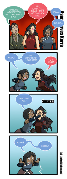 jake-richmond:  Here’s my whole “Power Couple” story form my ongoing Asami Loves Korra comic.I hear Dark Horse Comics is making some Korrasami comics.  Holy shit I would like to draw some of those. Even just a few pages. Please Dark Horse Comics?