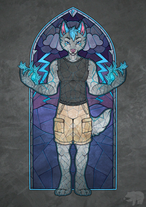 LVI.        Stained Glass Commission for Energize. Character belongs to Energize (CLICK).Made in kri