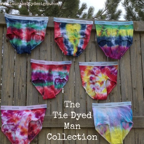 DIY Tie Dyed Underware for Men/UnisexPresenting the Tie Dyed Man Collection (with a good tutorial). 