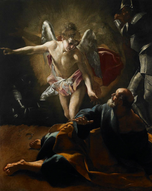 thisblueboy:Giovanni Lanfranco (Parma 1582-1647 Rome), Liberation of Saint Peter, about 1620-21, Birmingham Museum of Art, Alabama