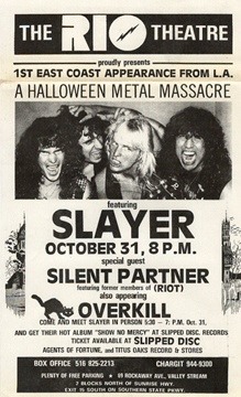 saxyforever:  Slayer at Slipped Disc Records, Valley Stream, NY 31 Oct. 1984