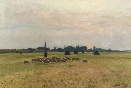 blastedheath:  Franz Courtens (Belgian, 1854-1943), Le retour du troupeau - soir [The return of the flock - evening], c.1883. Canvas, 75 x 110 cm. 