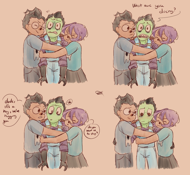 hey, it’s emotional support hours, again an ‘awkward sibling hug’ alien edition