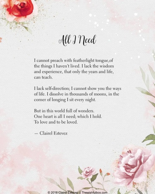 Love Poem | Beautiful Words ~ All I Need ~ From a miniseries of seven themed poems. Find the others 