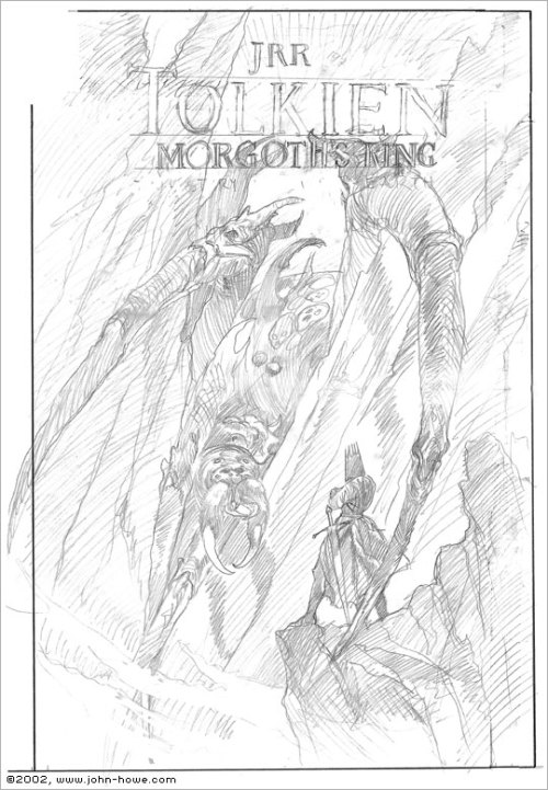 omnomnomwisenom:John HoweCover sketch for Morgoth’s Ring, by J. R. R. Tolkien