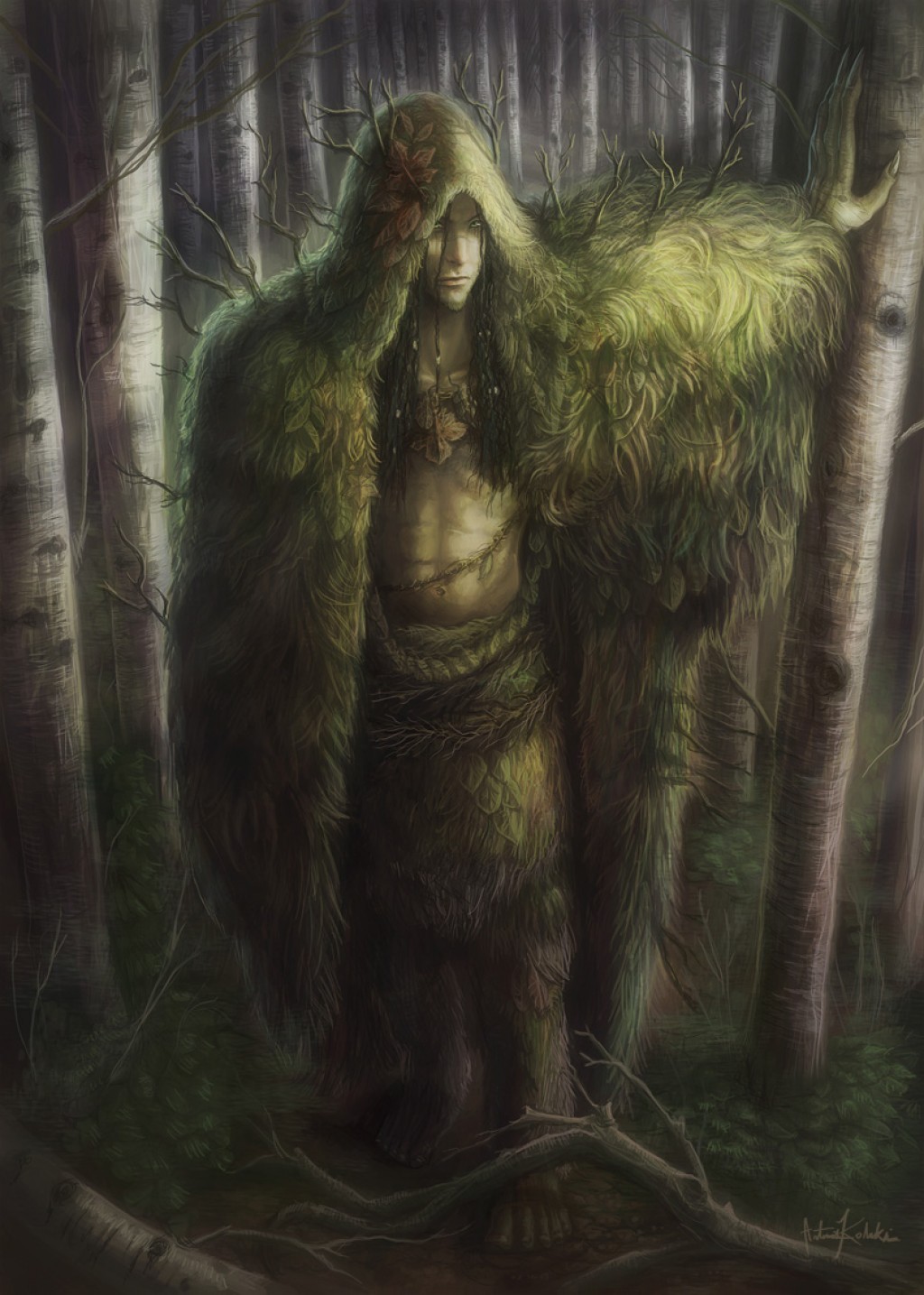 celtic-forest-faerie:  {Ghillie Dhu} by {Artemis Kolakis}{Mythical Creatures- Ghillie