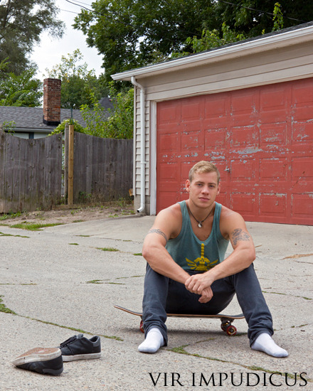 sbarnesphoto:  Jordan — Vir impudicus This guy used to live in Louisville and I told him I wanted to photograph him. We talked about using a skateboard as a prop. He then moved to Los Angeles, but he never forgot. He took the Greyhound bus for two and