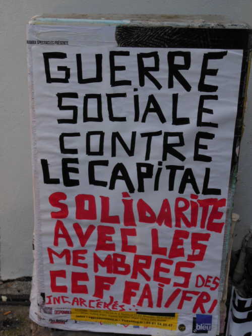 “Social war against capital. Solidarity with the imprisoned members of the CCF, FAI/FRI”