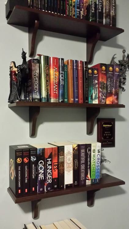 theboywhocriedbooks:boredn0w:Pictures of some of my book shelves as requested by theboywhocriedbooks