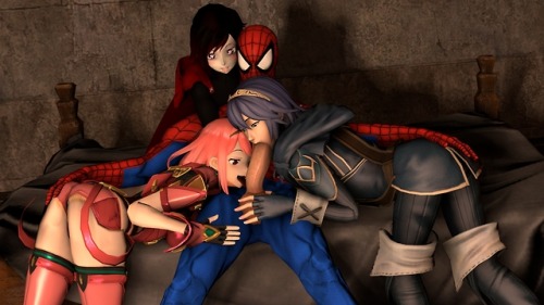 Ruby Rose watches Prya and Lucina blow Spider-Man