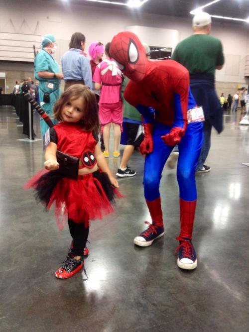 jewbagless:  gamewiregirl:  This is Princess Dead Pool. My 3 year old told me EXACTLY how she wanted the costume to look and walked me through the entire thing, bossing me around. It was so much fun.  Princess DeadPool is the cutest/awesomest costume