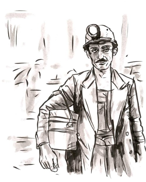 A scanned version of the drawing I did last week. #art #drawing #illustration #coalmining #heyyomike