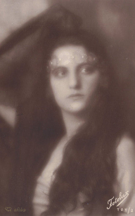 Italian Actress in Soft Focus with Long Hair and Black Lace I, by G. B. Falci, circa 1920s