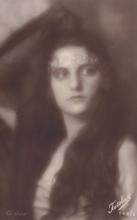 Italian Actress in Soft Focus with Long Hair and Black Lace II, by G. B. Falci, circa 1920s