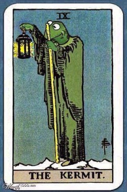 rooks-and-ravens: quicksilver-ink:  [Redrawing of The Hermit tarot card as… The Kermit.]  This is one of those posts that I scrolled past, but then I reconsidered my life choices and came back. 