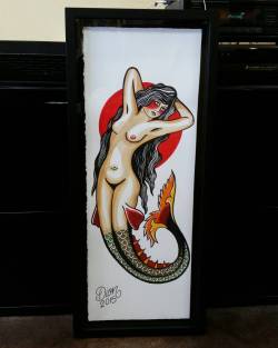 Justindion:  Mermaid All Framed Up. #Traditionaltattoos #Traditionaltattooflash #Trad_Tattooflash