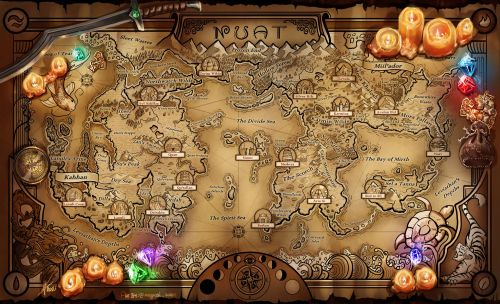 Nuat world map - commission; tabletop version and clean version.