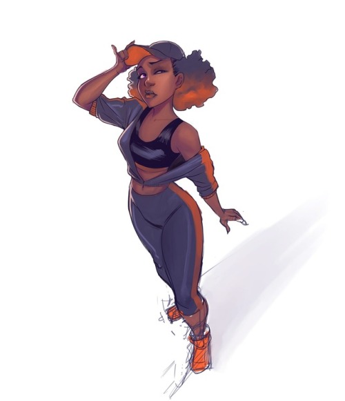 Here&rsquo;s an unfinished digital painting of a B-Girl standing in her B-Girl style.