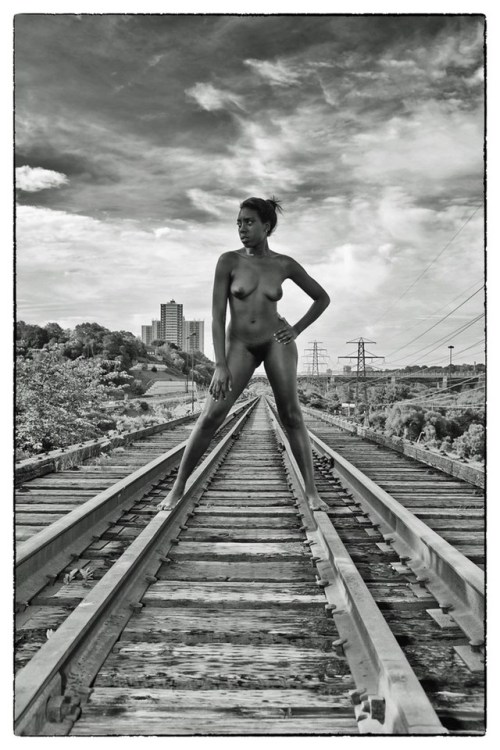 Model Serenity Hart is based in Toronto, so perhaps the train tracks are as well. She is a body acce