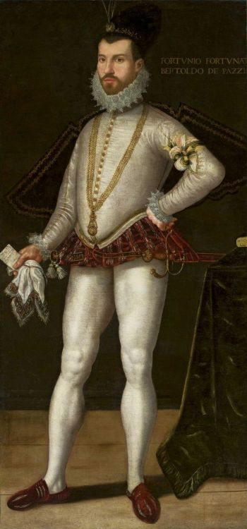 history-of-fashion:  1580s Anonymous artist from Lombardy - Portrait of Bertoldo Pazzi (National Museum, Warsaw) 