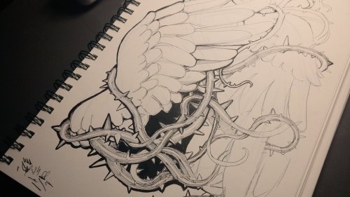 ani-r:  Some fountain pen + ink stuff I’ve been putting on twitter