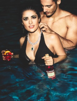 goldenbuttonsnpearls:  Salma Hayek in Camapri campaign.