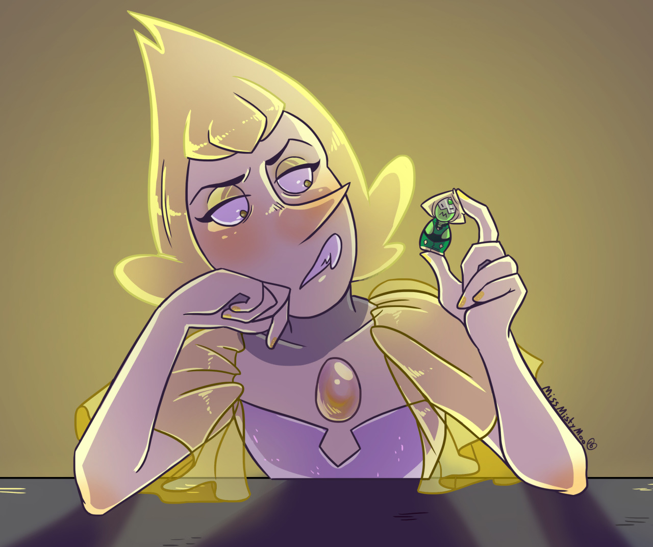 missmistymoo: I just had to draw this gem again. I love yellow pearl. Also mini squish
