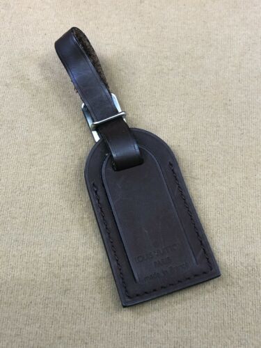 $6.49 ~ LV1876 Louis Vuitton Small Travel Brown Leather Luggage Tag Handbag Accessory, Tote Bag Acce