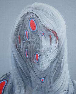 asylum-art:  Buddy Nestor Buddy Nestor was an abstract painter until a few years ago when he struck a strange new chord with portraiture that took his work to a new level. Derivative of his abstract style, Nestor’s “spiritual x-ray” portraits are