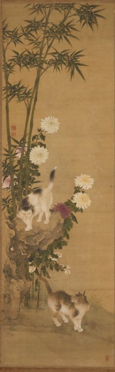 mia-japanese-korean: Cats by Bamboo and Chrysanthemums, Chin Sen, 18th century, Minneapolis Institut