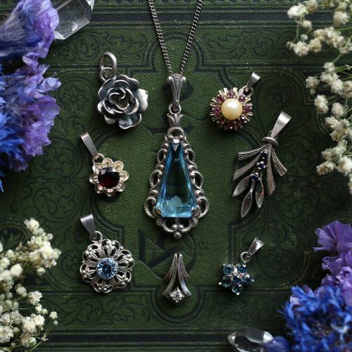 Beautiful vintage and antique genuine silver necklaces with gemstones are available at my Etsy Shop 