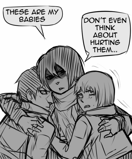 moni158:Fierce Mama-Mikasa and fierce Mama-Reiner protecting their broods…