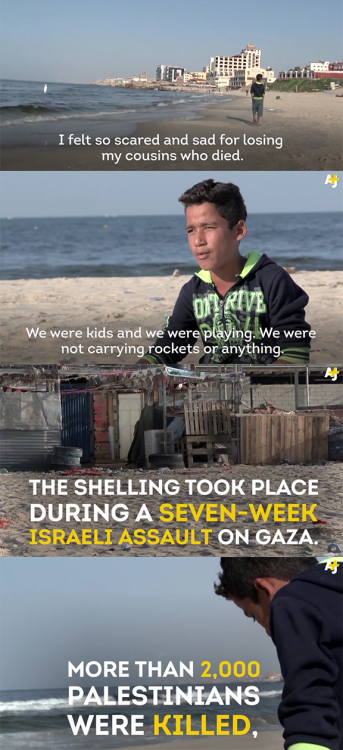 from-palestine: [Mohamed Baker was playing soccer with his cousins on a beach in Gaza. Four of them 