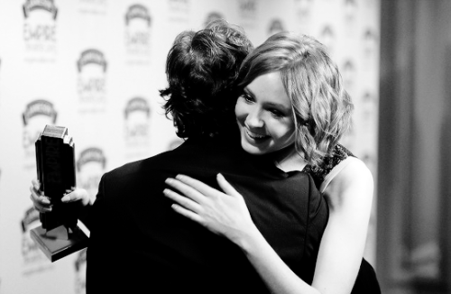 Karen Gillan and James McAvoy at the 2015 Jameson Empire Awards