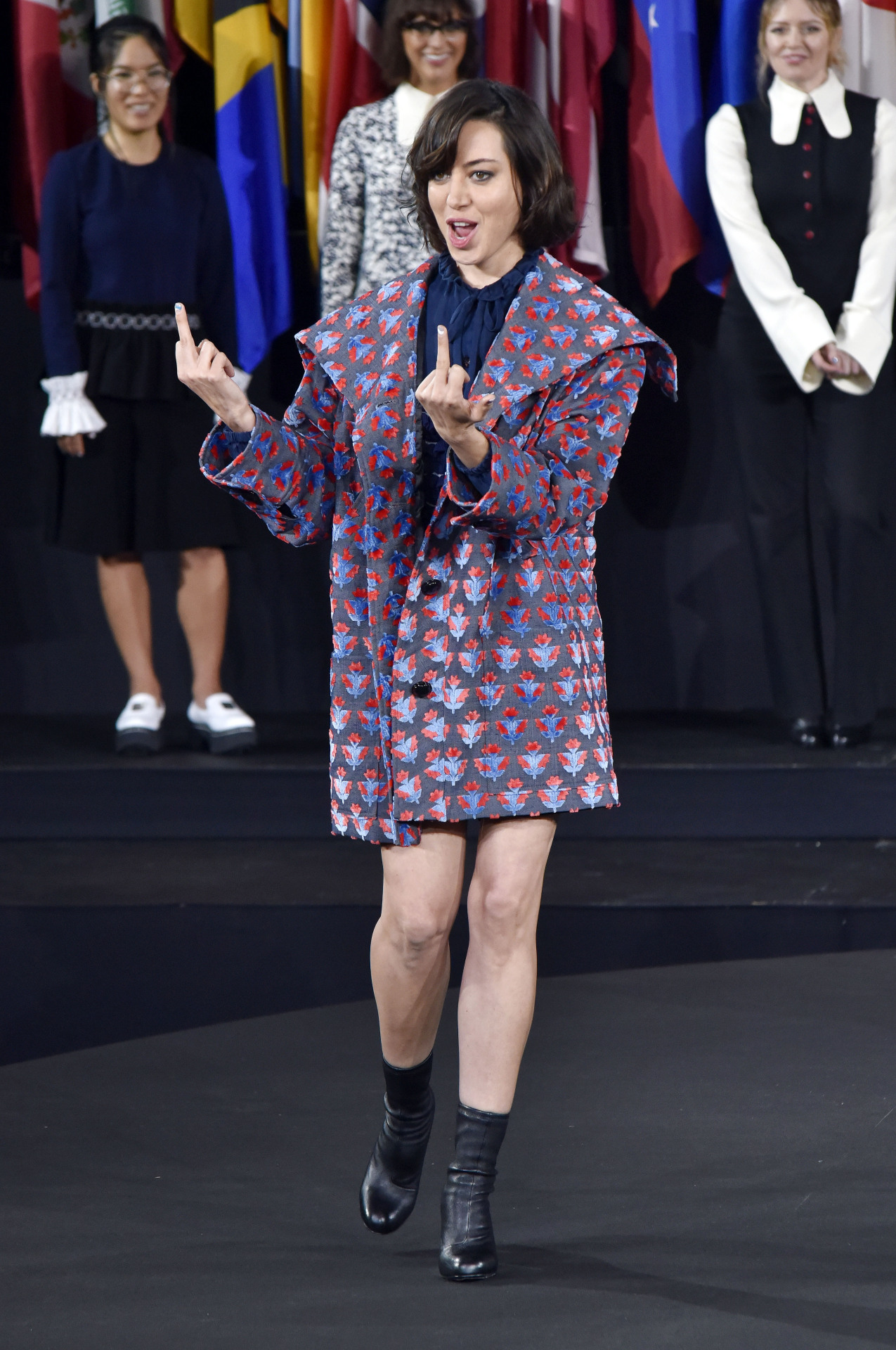 celebritiesofcolor:Aubrey Plaza walks the runway during the Opening Ceremony fashion