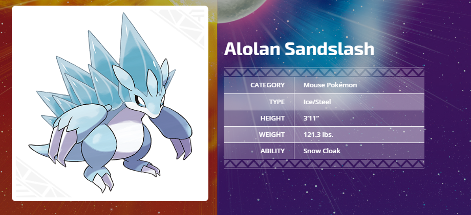 Alola Sandslash  Pokemon sun, Pokemon, Pokemon go