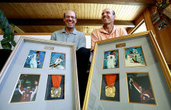 siphotos:  30 years ago today, American Phil Mahre (right) won the gold medal while his twin brother Steve (four minutes younger) won the silver medal in men’s slalom at the ‘84 Winter Olympics in Sarajevo, becoming the first brothers to ever finish