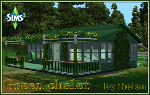 Green chalet by ihelenLot 30*30No CCDownload at ihelensims site