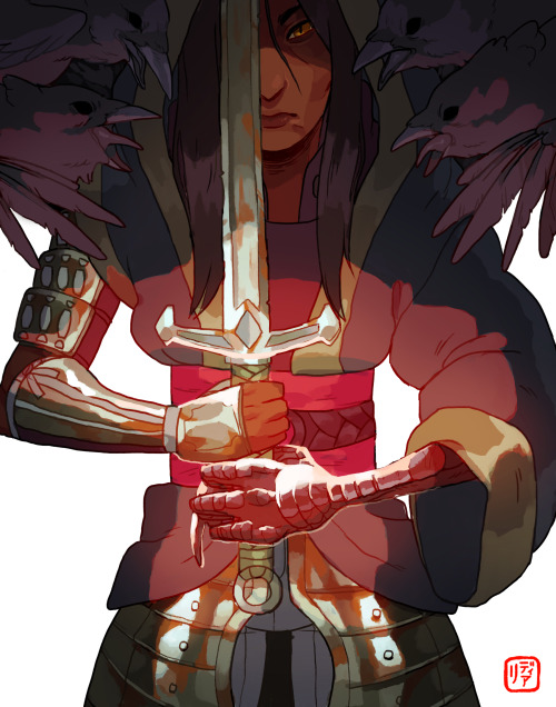 koukouvayia: homework stuff feat. crow lady warrior who is probably less human-turned-crow than crow