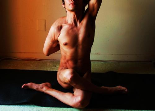 nakedhabitat: My submission for the “Unusual poses” theme. Practicing yoga was quite a challenge whe