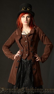 draculaclothing: Become one of the steampunk pirates! Our brown Steampunk Pirate Coat is selling really fast, now it’s available for pre-order - be quick! http://draculaclothing.com/index.php/steampunk-pirate-coat-p-537.html 