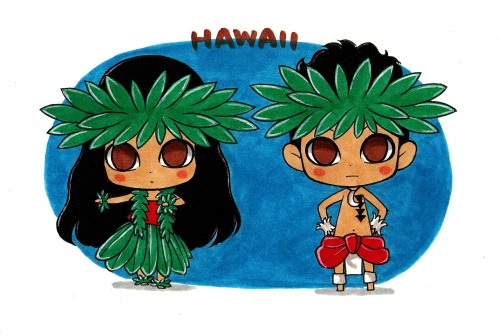 sakurajoker: Polynesian dancers chibi.