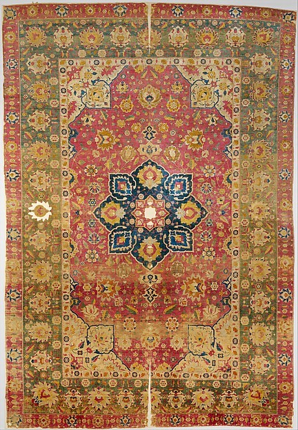 Silk carpet made in Iran, probably Kashan, 16th century.This carpet is one of a small group of luxur