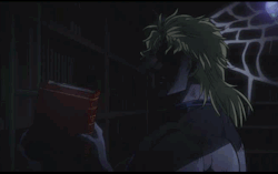 highdio:Dio blowing on a book, anime/manga.