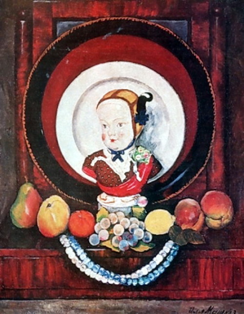 Still life with porcelain doll, 1922, Ilya MashkovMedium: oil,canvas