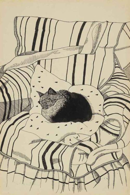 artemisdreaming: The Sleeping Cat, 1944 Lucian Freud(via:  stuttgarter-zeitung)