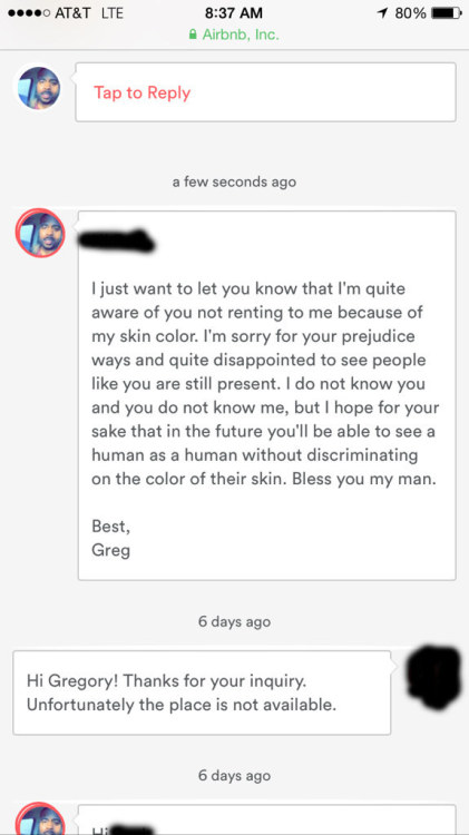 buzzfeeduk:  This Black Man Was Rejected By An AirBnB Host — Then Was Accepted Under A Fake White Profile 